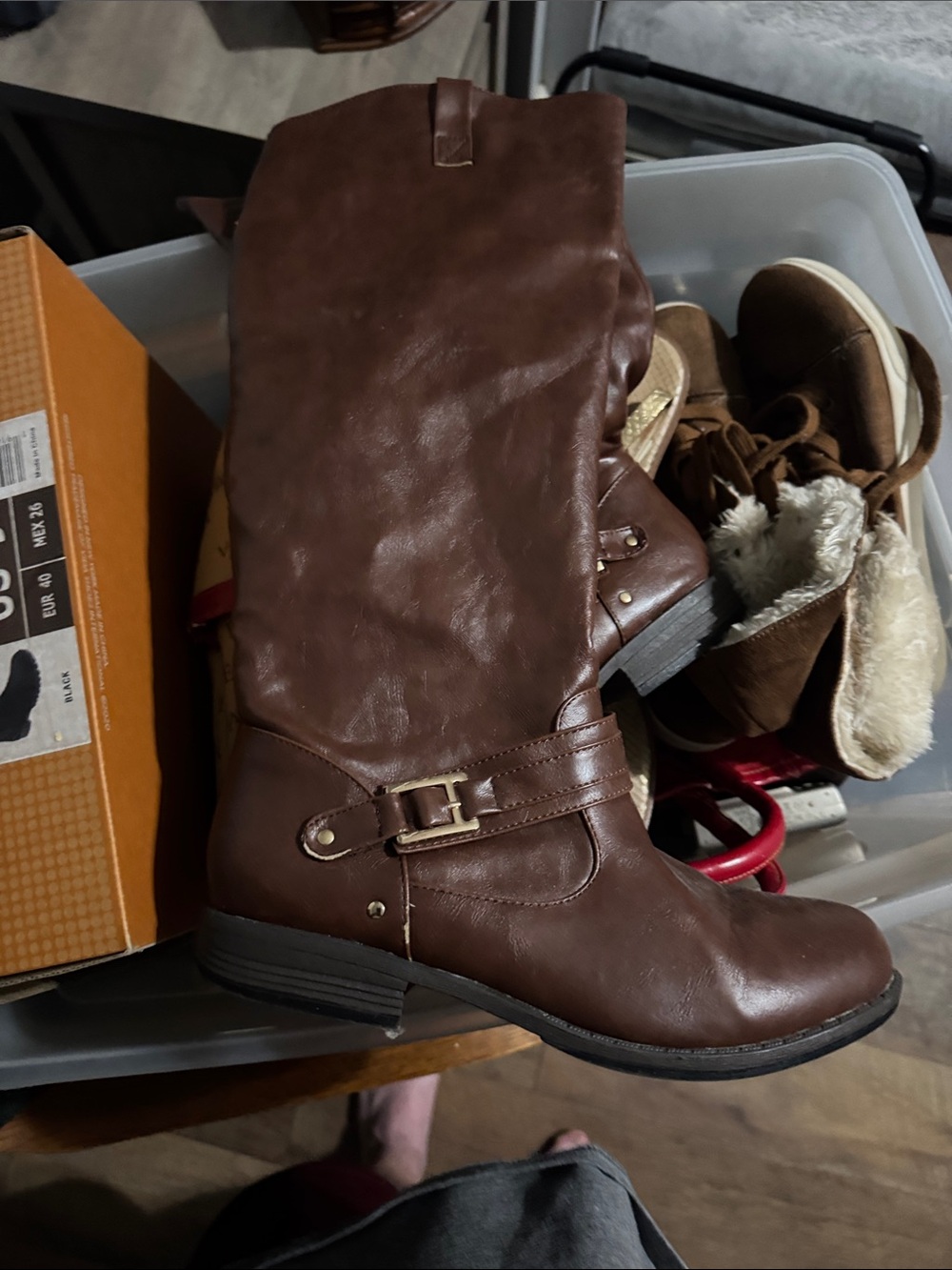Women's Brown Mid-Calf Buckle Boots